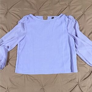 Elegant Lavender Blouse with Sheer Sleeves